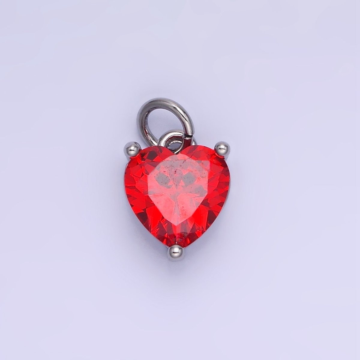 14K Gold Filled 10.3mm CZ Cubic Zirconia Heart Charm in Gold & Silver | W566 - W581