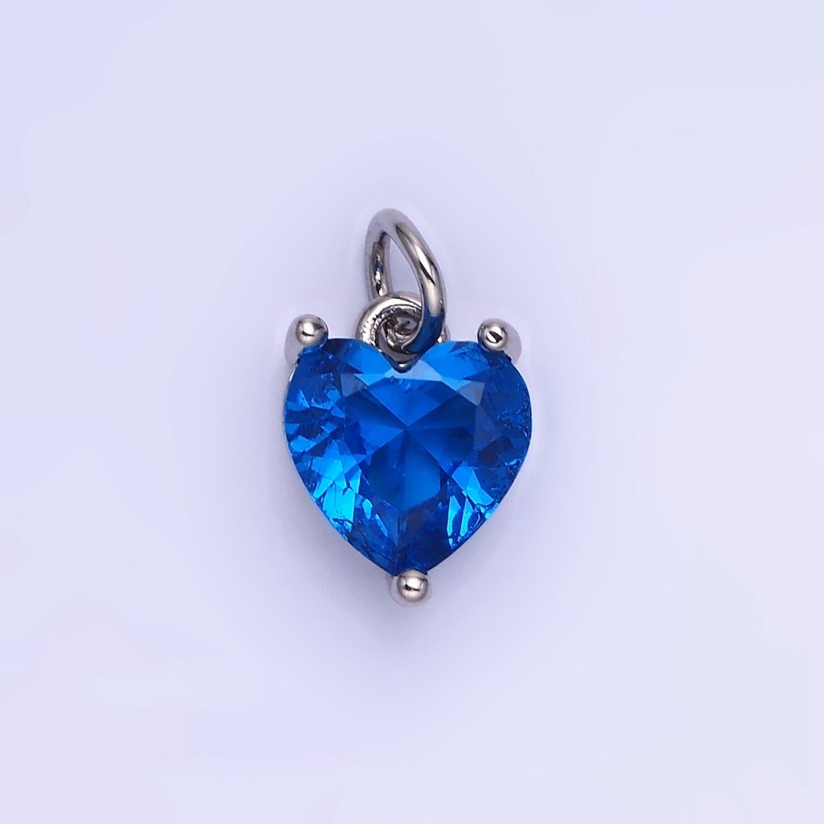14K Gold Filled 10.3mm CZ Cubic Zirconia Heart Charm in Gold & Silver | W566 - W581