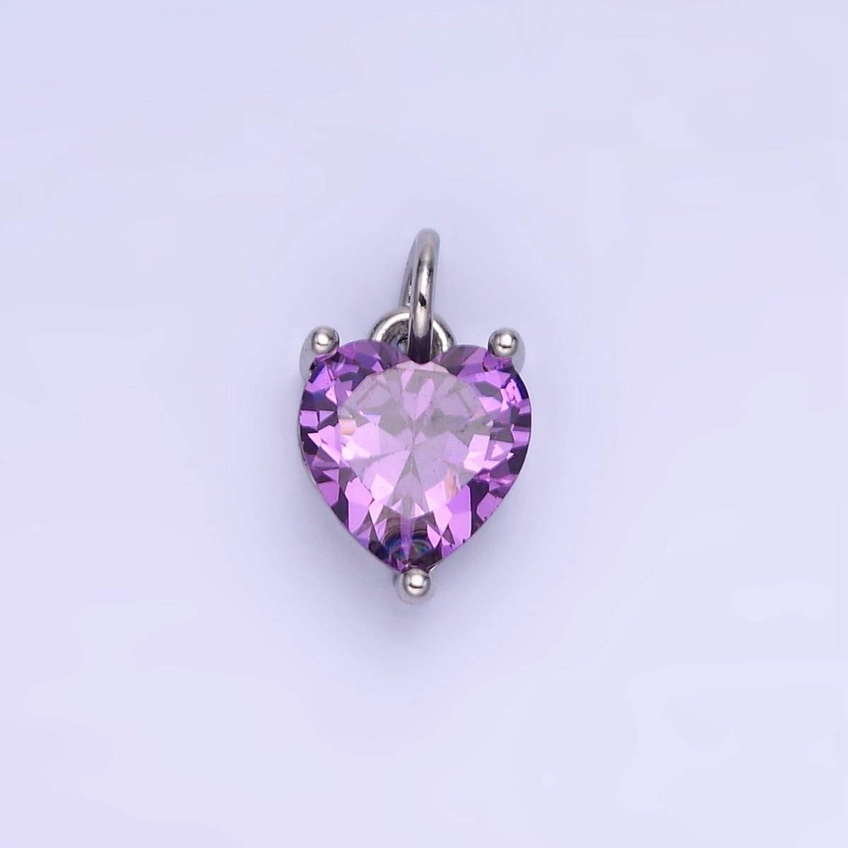 14K Gold Filled 10.3mm CZ Cubic Zirconia Heart Charm in Gold & Silver | W566 - W581
