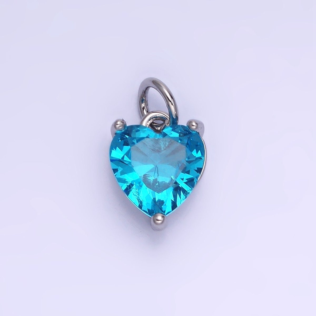 14K Gold Filled 10.3mm CZ Cubic Zirconia Heart Charm in Gold & Silver | W566 - W581