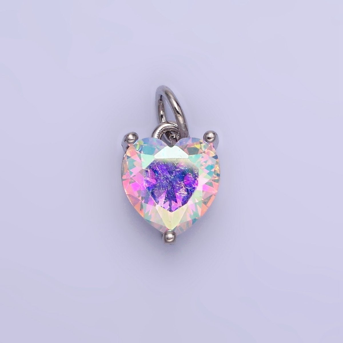 14K Gold Filled 10.3mm CZ Cubic Zirconia Heart Charm in Gold & Silver | W566 - W581