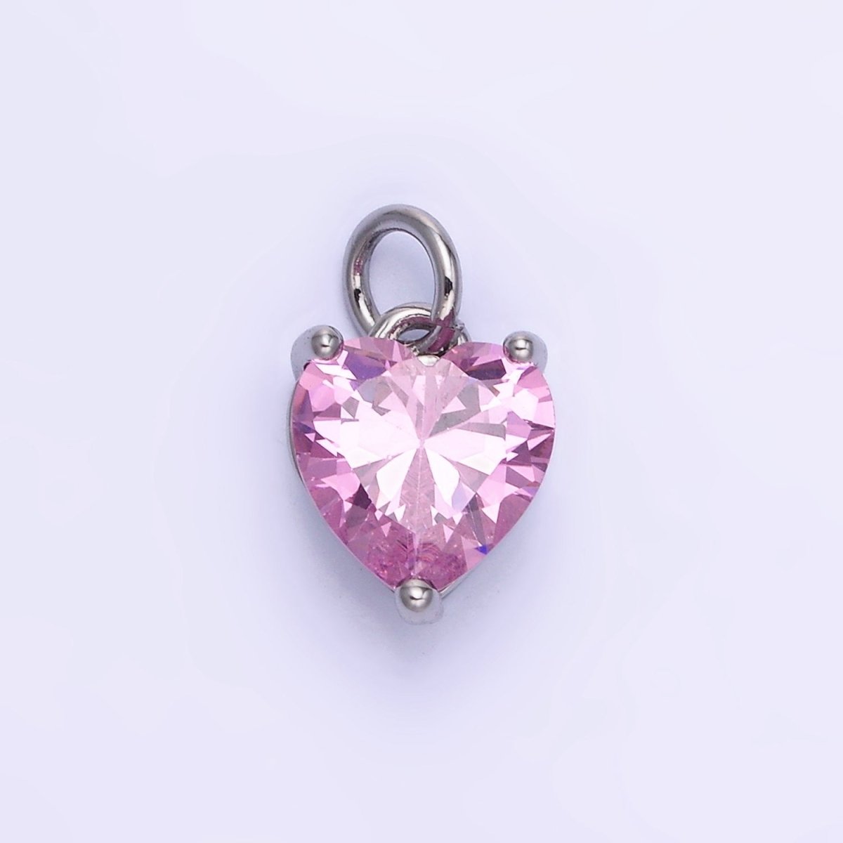 14K Gold Filled 10.3mm CZ Cubic Zirconia Heart Charm in Gold & Silver | W566 - W581