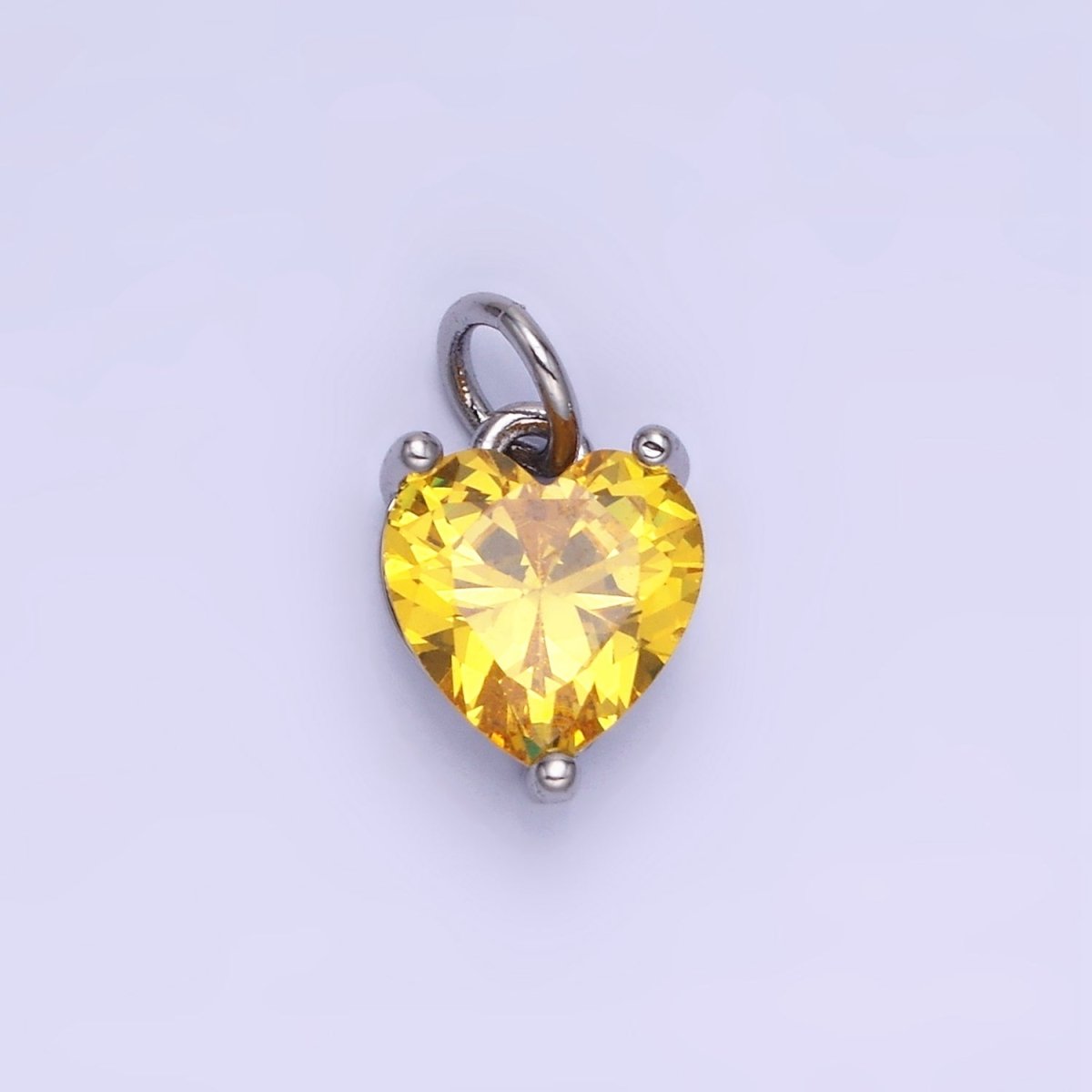14K Gold Filled 10.3mm CZ Cubic Zirconia Heart Charm in Gold & Silver | W566 - W581