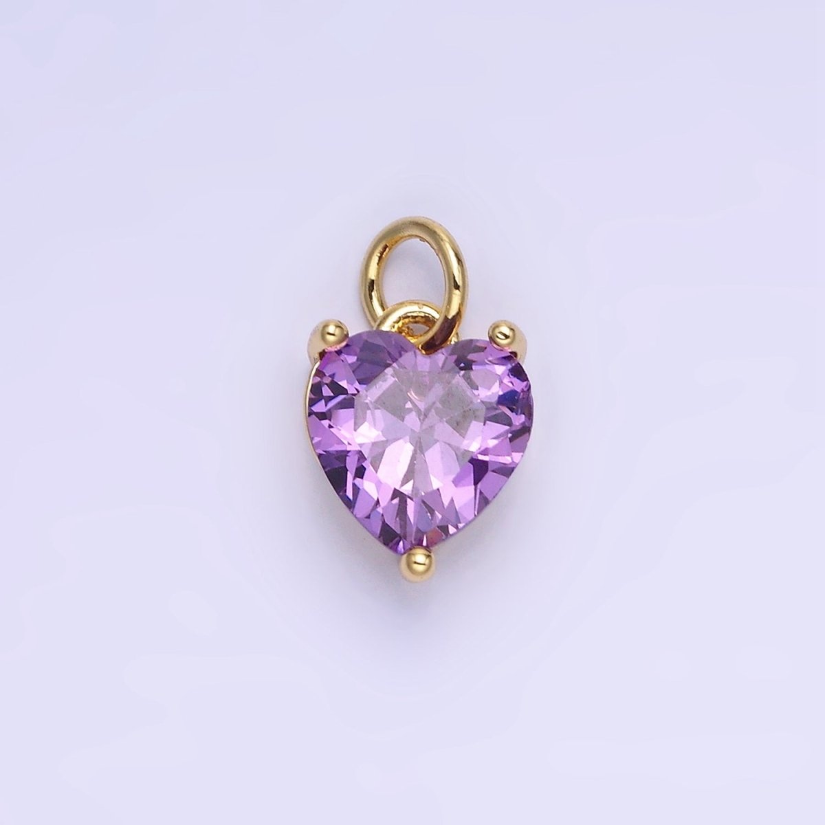 14K Gold Filled 10.3mm CZ Cubic Zirconia Heart Charm in Gold & Silver | W566 - W581