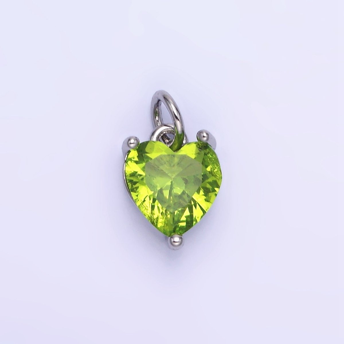 14K Gold Filled 10.3mm CZ Cubic Zirconia Heart Charm in Gold & Silver | W566 - W581