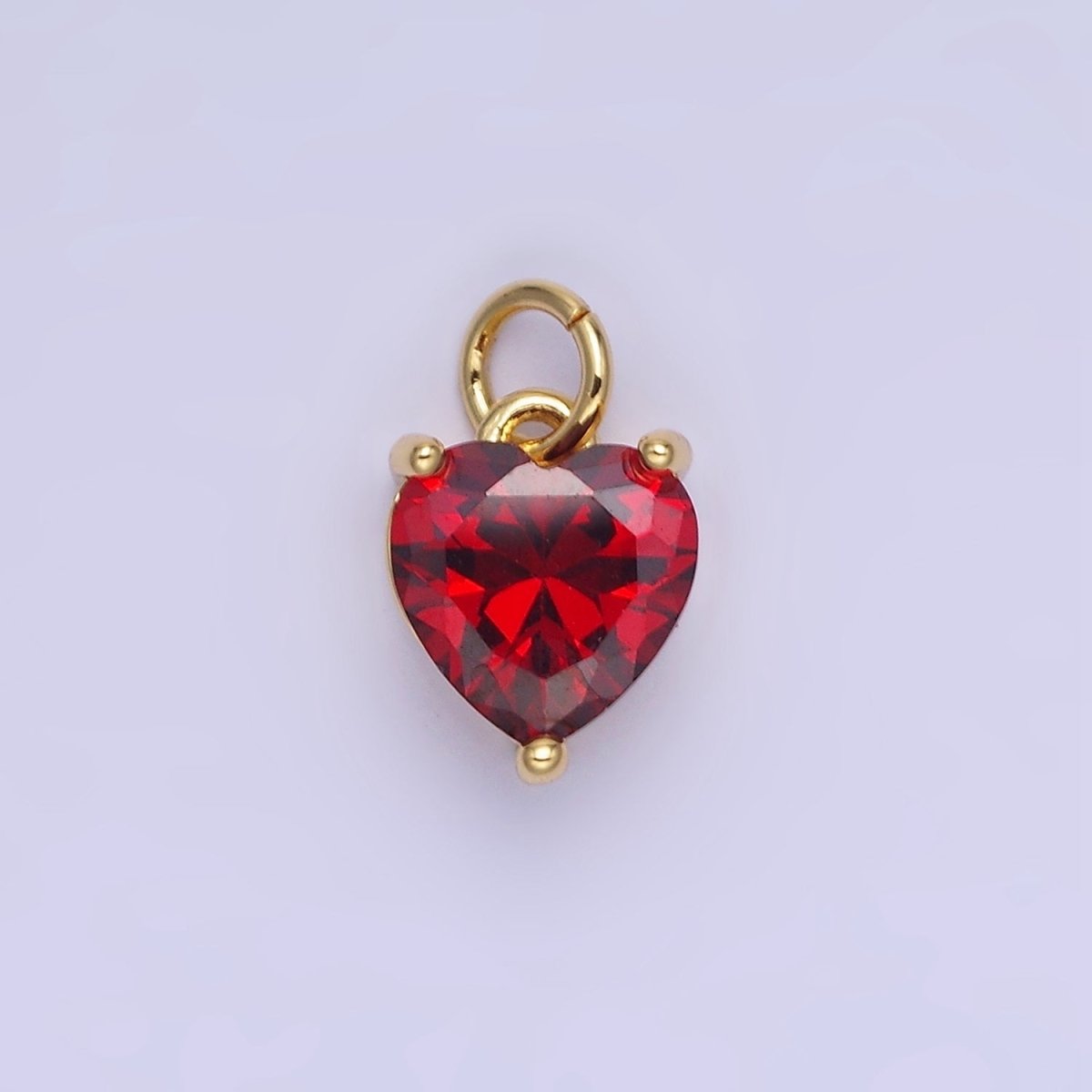 14K Gold Filled 10.3mm CZ Cubic Zirconia Heart Charm in Gold & Silver | W566 - W581