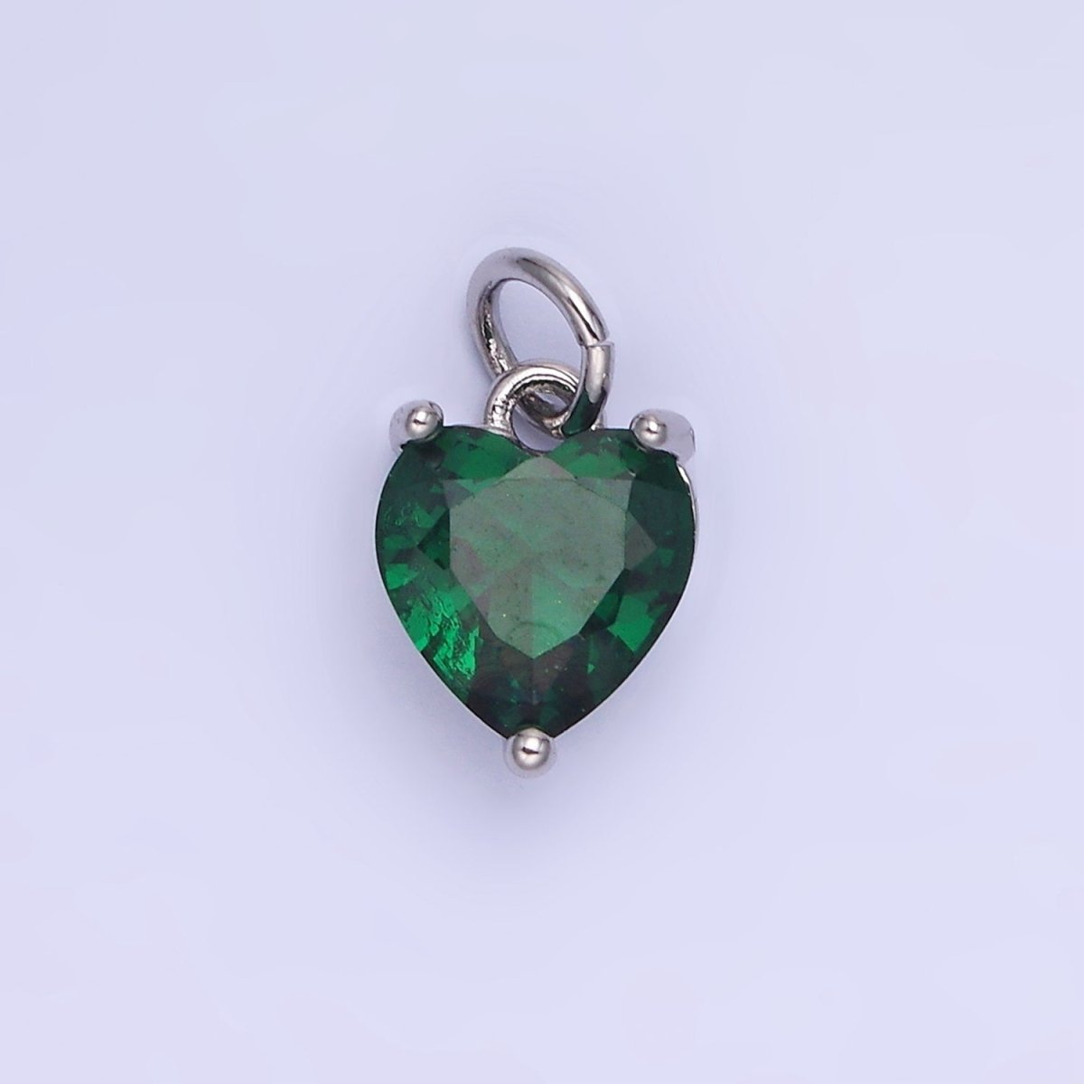14K Gold Filled 10.3mm CZ Cubic Zirconia Heart Charm in Gold & Silver | W566 - W581