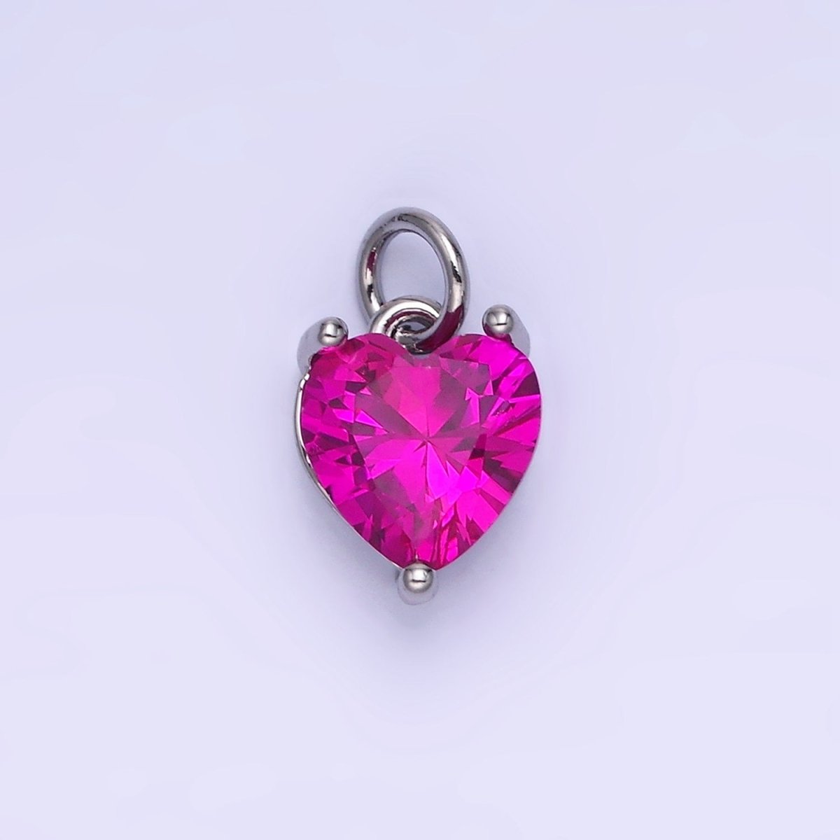 14K Gold Filled 10.3mm CZ Cubic Zirconia Heart Charm in Gold & Silver | W566 - W581
