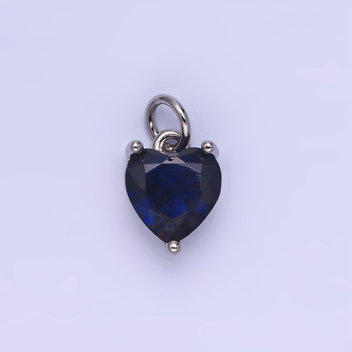 14K Gold Filled 10.3mm CZ Cubic Zirconia Heart Charm in Gold & Silver | W566 - W581