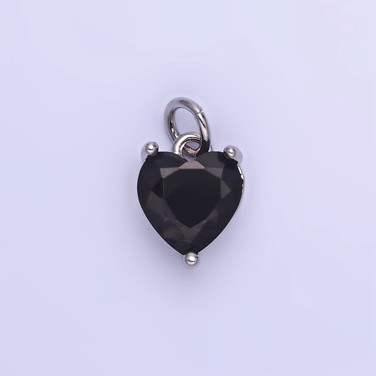 14K Gold Filled 10.3mm CZ Cubic Zirconia Heart Charm in Gold & Silver | W566 - W581