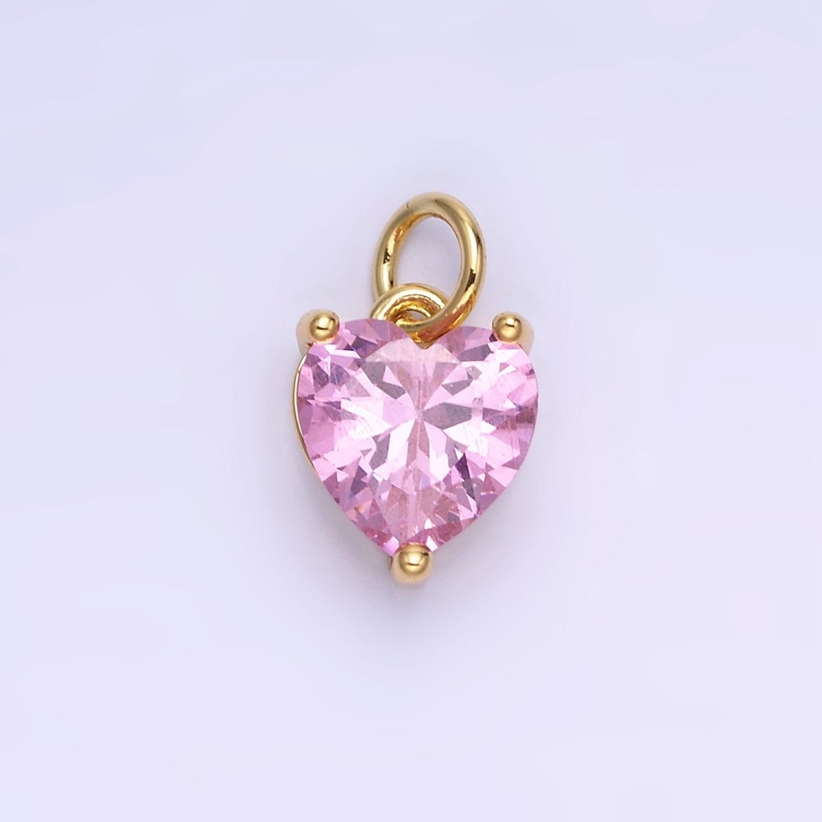 14K Gold Filled 10.3mm CZ Cubic Zirconia Heart Charm in Gold & Silver | W566 - W581