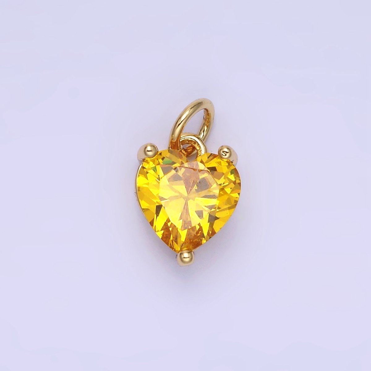 14K Gold Filled 10.3mm CZ Cubic Zirconia Heart Charm in Gold & Silver | W566 - W581