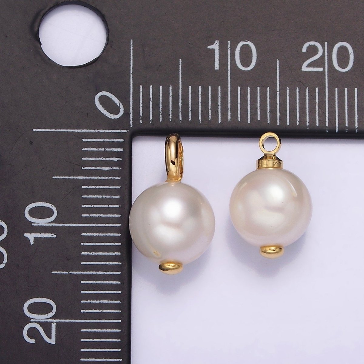 14K Gold Filled 8mm Freshwater Pearl Button Charm & Pendant | P1599 P1610