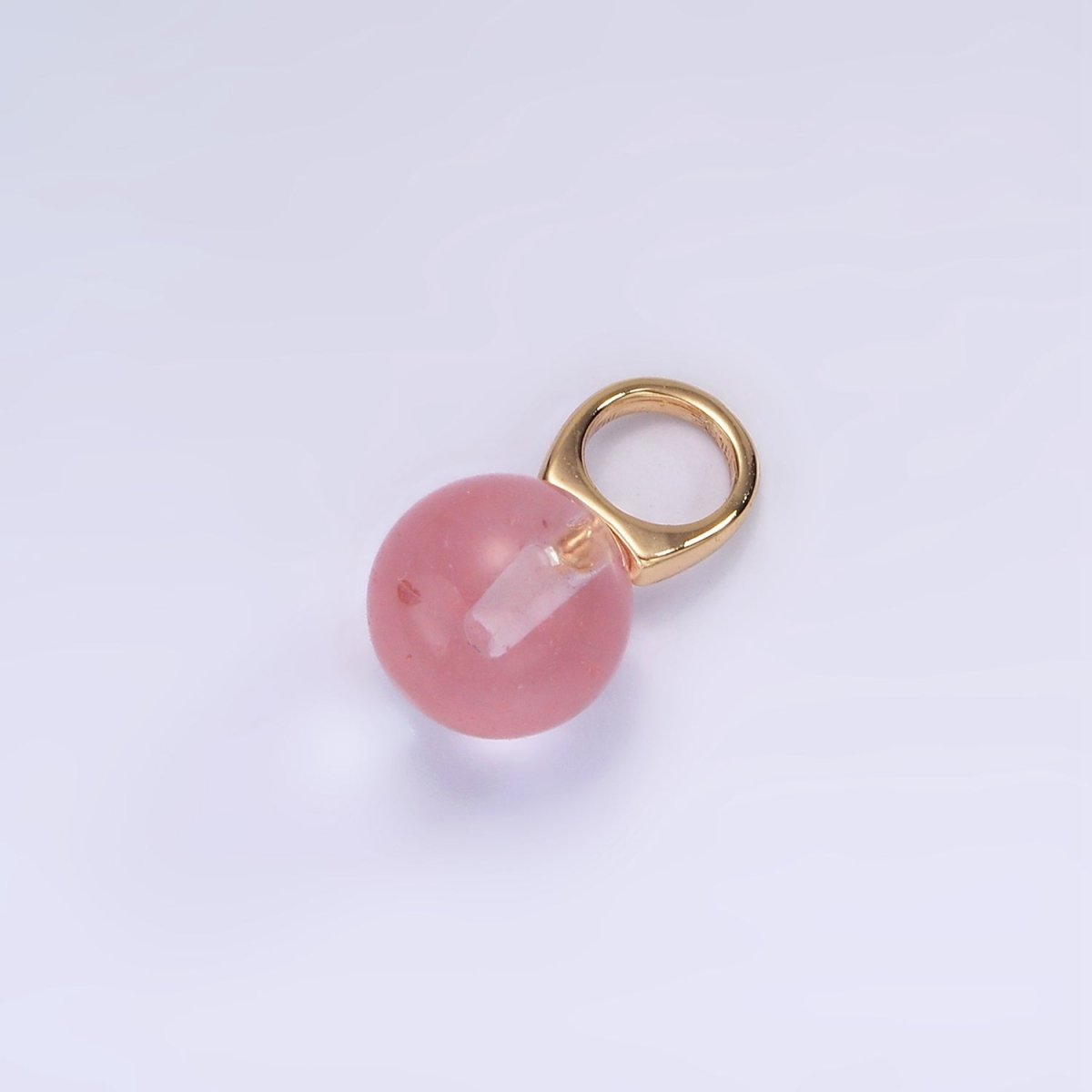 14K Gold Filled 8mm Round Sphere Ball Natural Gemstone Drop Personalized Earring Pendant | AG367 - AG377