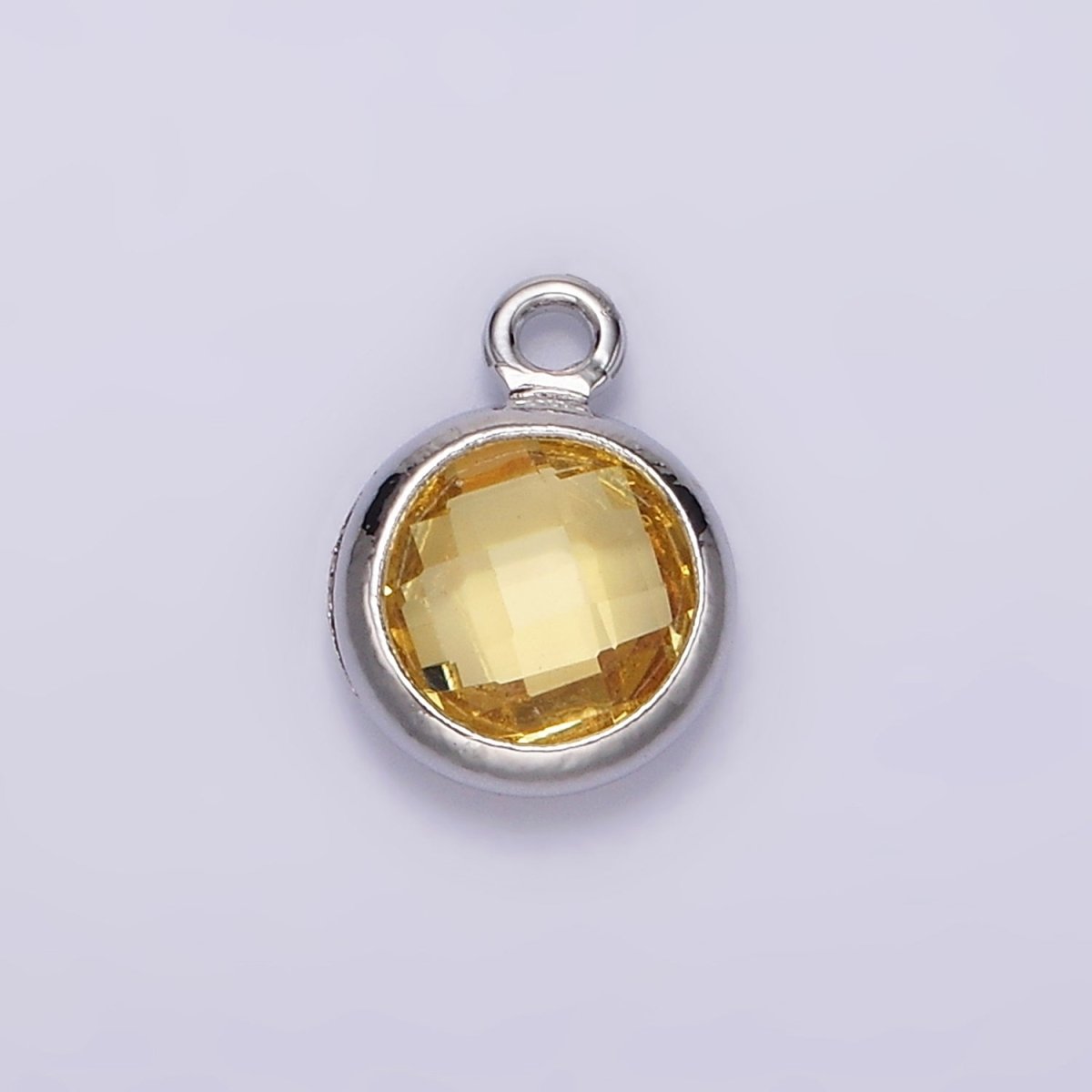14K Gold Filled 9mm, 7mm Multifaceted Yellow Birthstone Round Charm in Gold & Silver | N1555, N1165