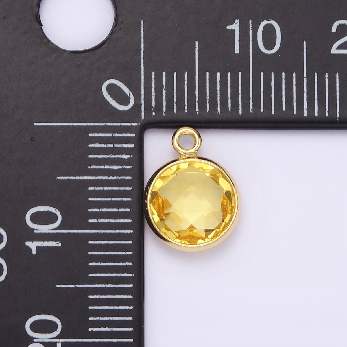 14K Gold Filled 9mm, 7mm Multifaceted Yellow Birthstone Round Charm in Gold & Silver | N1555, N1165