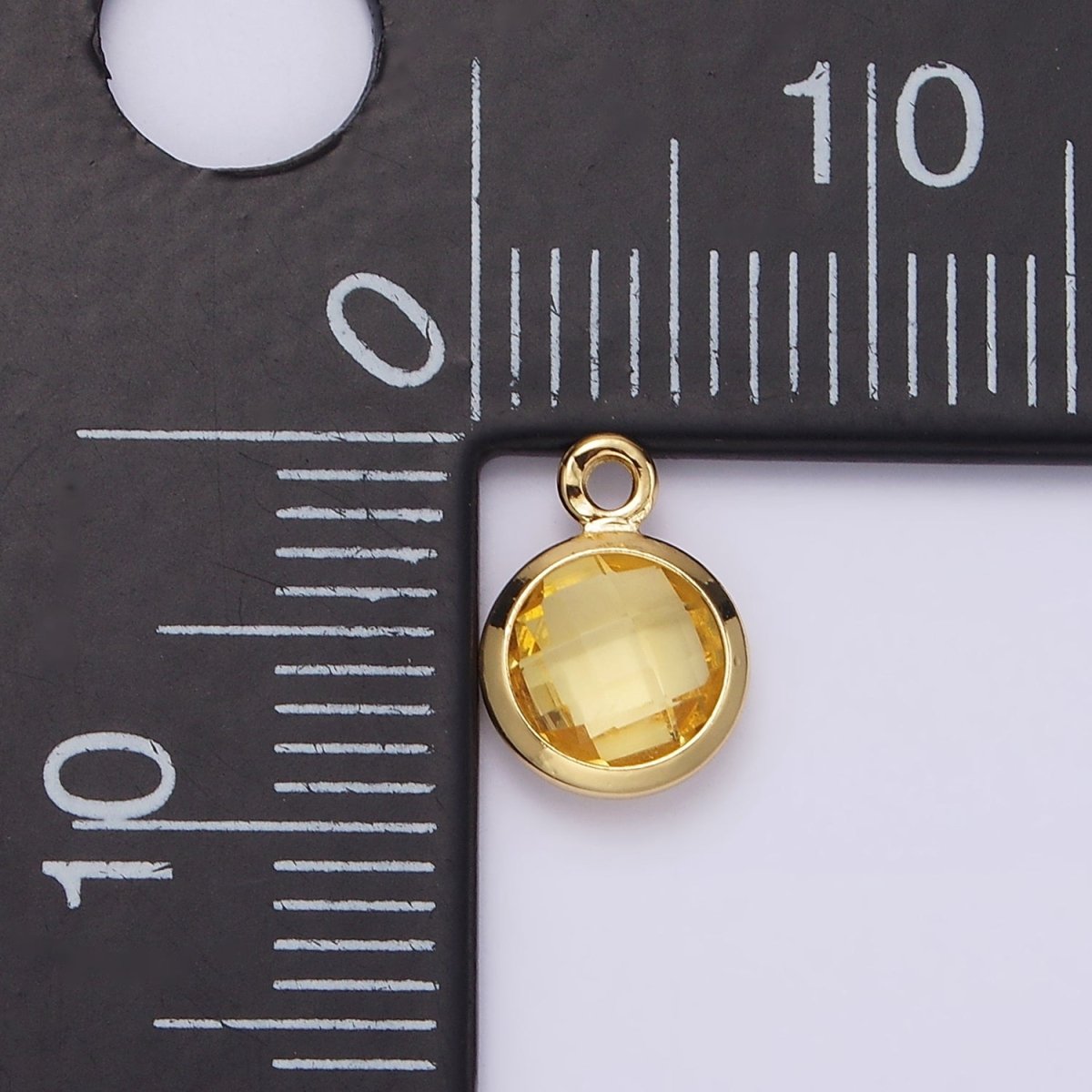 14K Gold Filled 9mm, 7mm Multifaceted Yellow Birthstone Round Charm in Gold & Silver | N1555, N1165