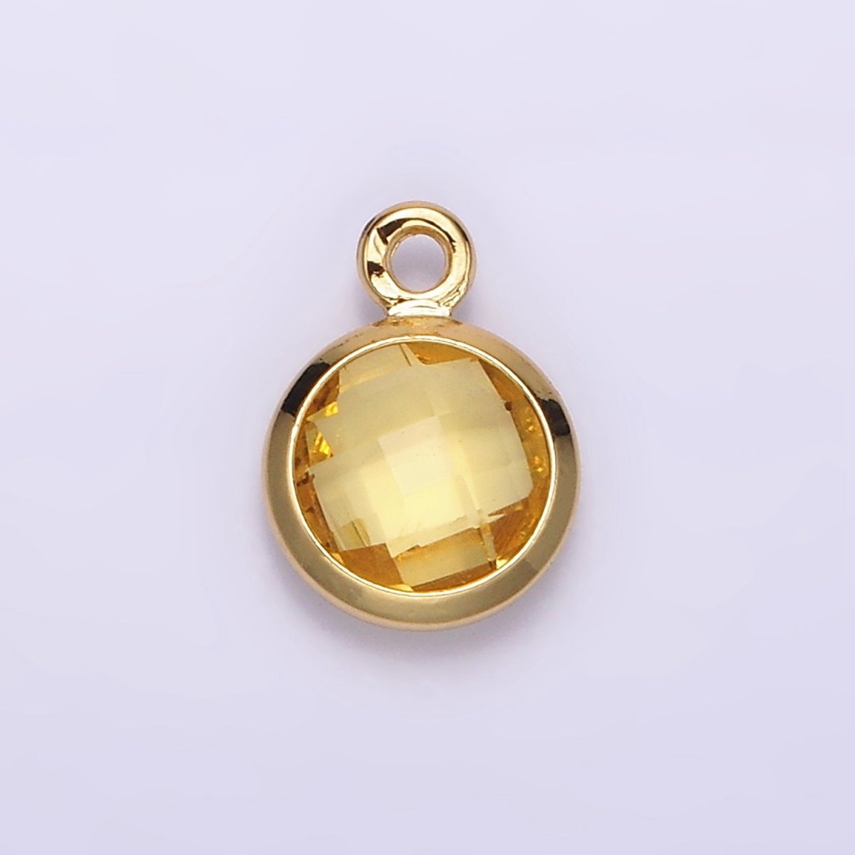 14K Gold Filled 9mm, 7mm Multifaceted Yellow Birthstone Round Charm in Gold & Silver | N1555, N1165