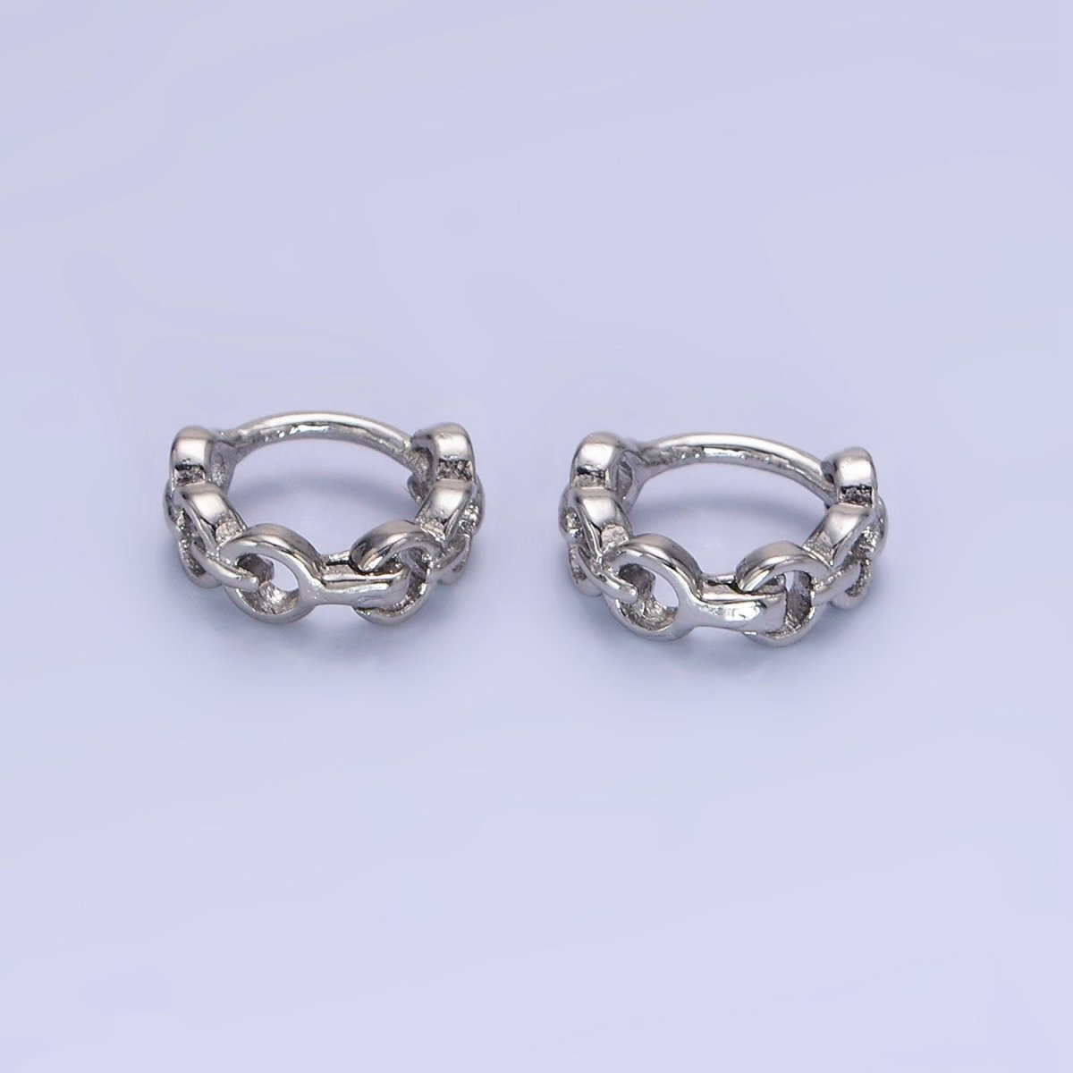 14K Gold Filled 9mm Cable Link Cartilage Huggie Earrings in Gold & Silver | AB1252 AB1253