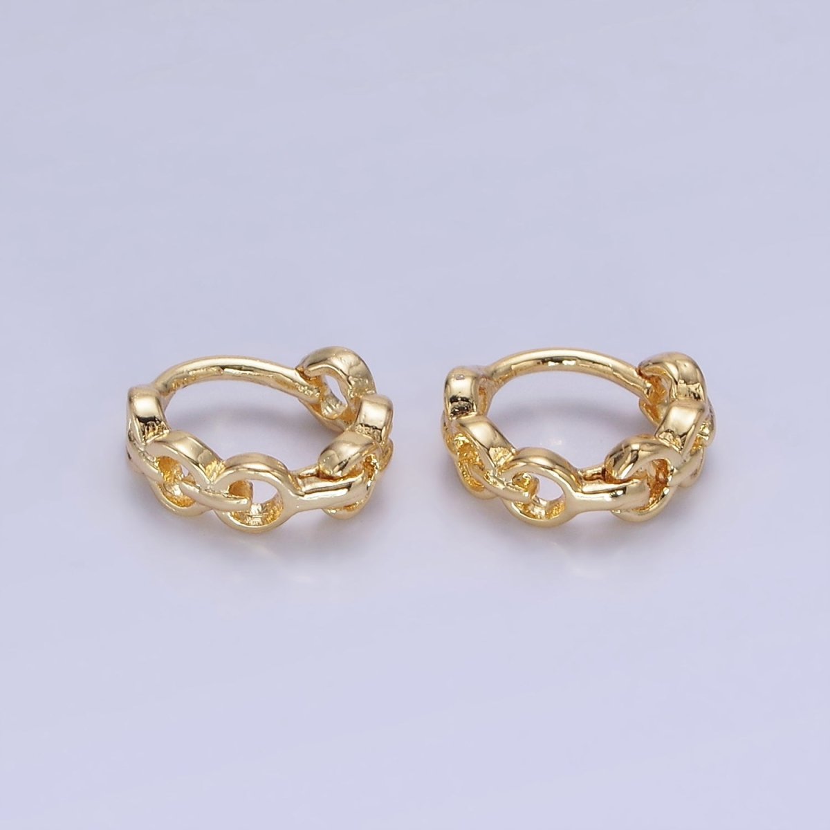 14K Gold Filled 9mm Cable Link Cartilage Huggie Earrings in Gold & Silver | AB1252 AB1253