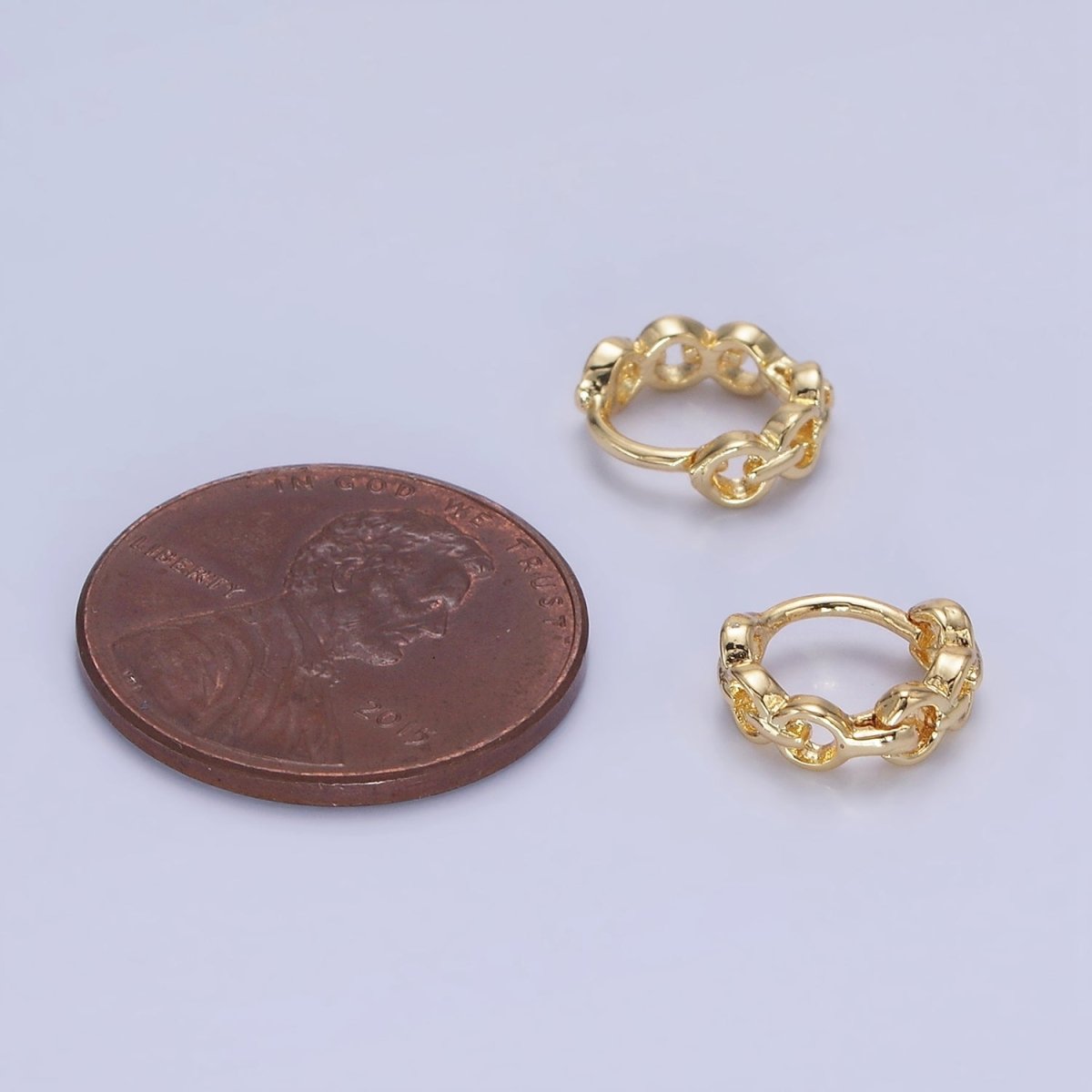 14K Gold Filled 9mm Cable Link Cartilage Huggie Earrings in Gold & Silver | AB1252 AB1253