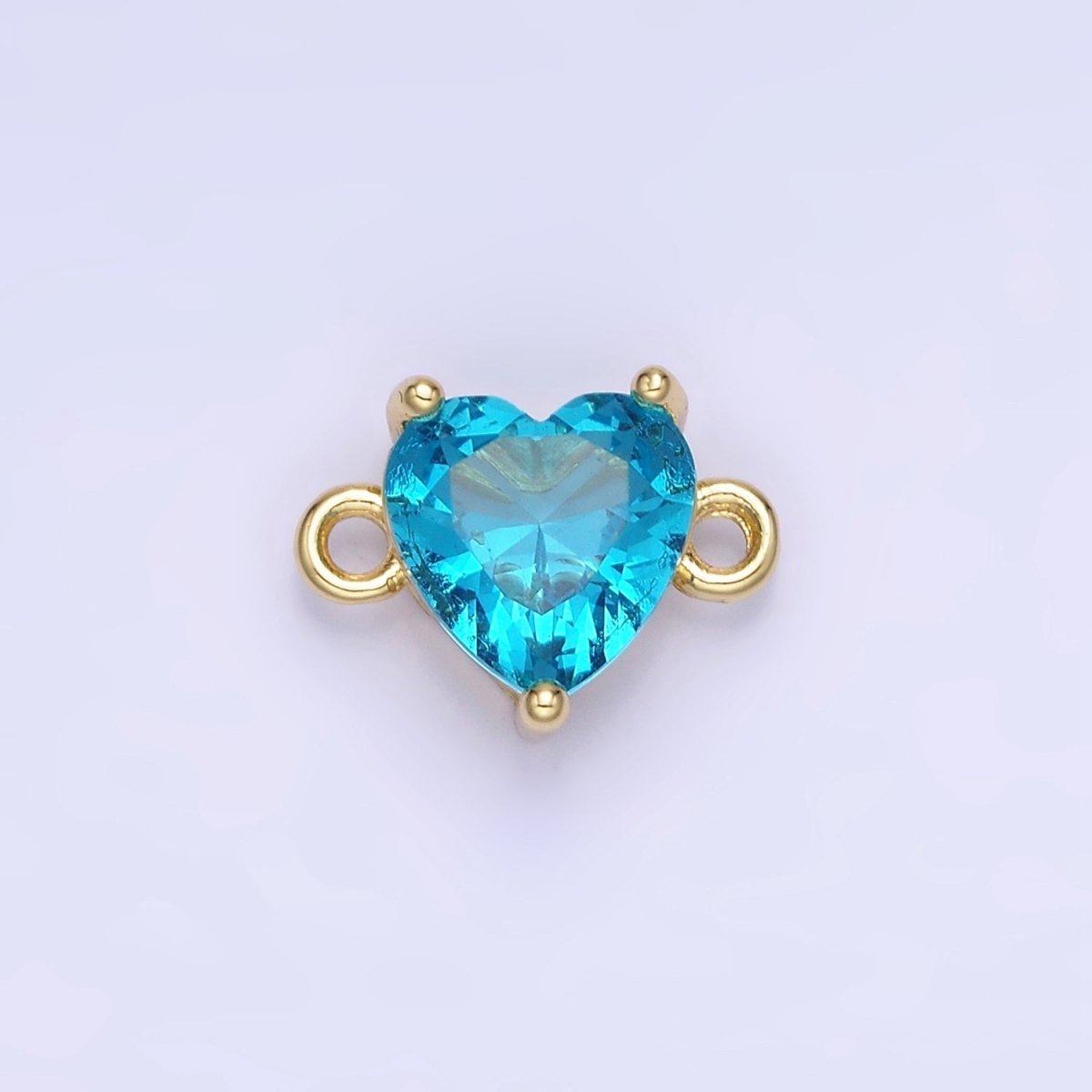 14K Gold Filled 9mm  CZ Cubic Zirconia Heart Connector | G324