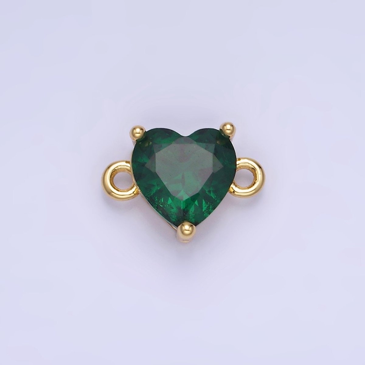 14K Gold Filled 9mm  CZ Cubic Zirconia Heart Connector | G324