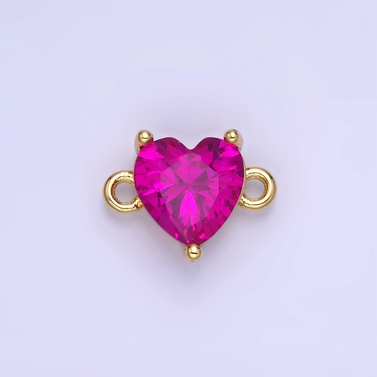 14K Gold Filled 9mm  CZ Cubic Zirconia Heart Connector | G324