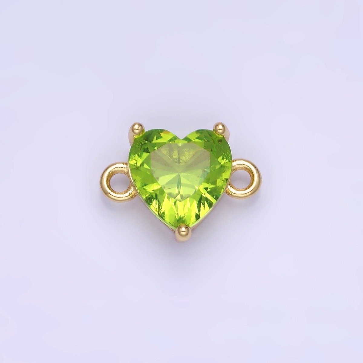 14K Gold Filled 9mm  CZ Cubic Zirconia Heart Connector | G324