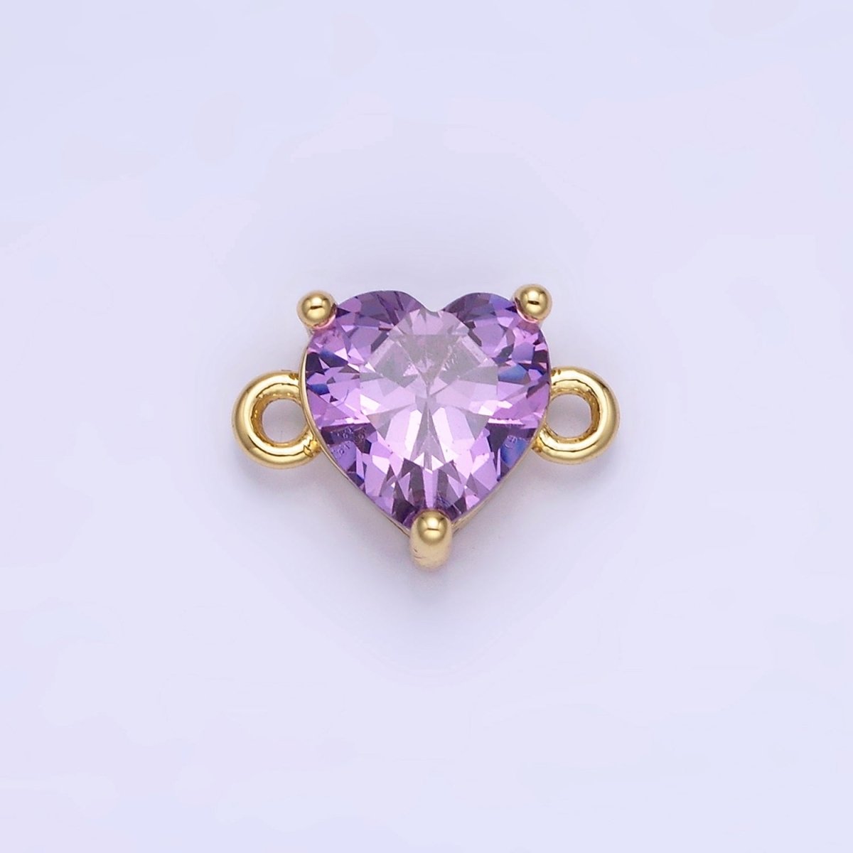 14K Gold Filled 9mm  CZ Cubic Zirconia Heart Connector | G324