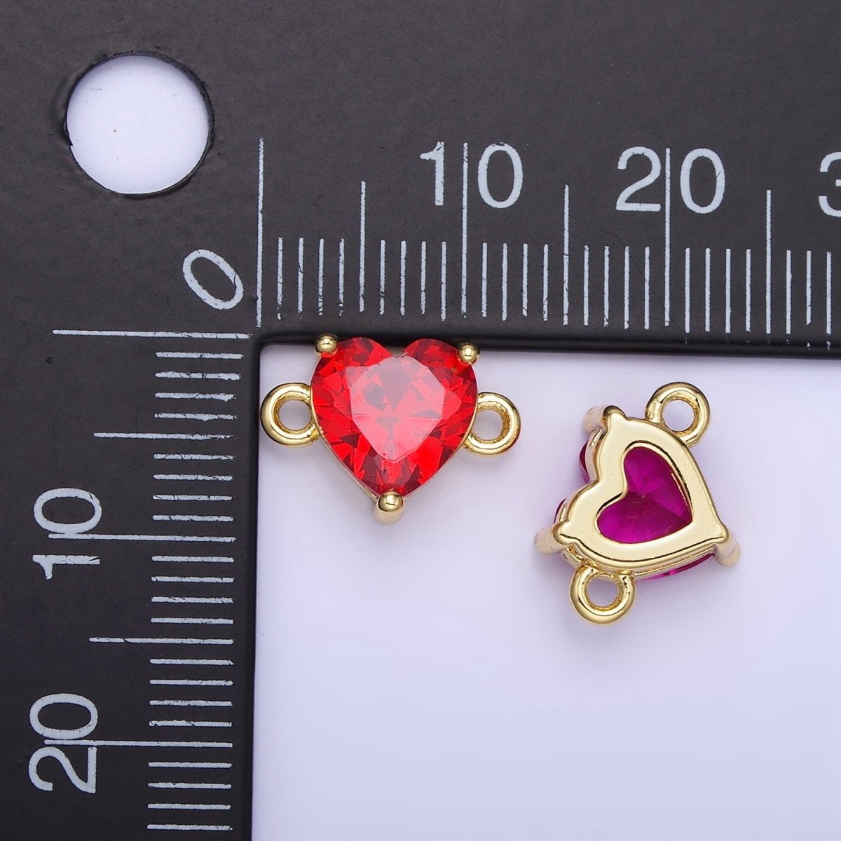 14K Gold Filled 9mm  CZ Cubic Zirconia Heart Connector | G324