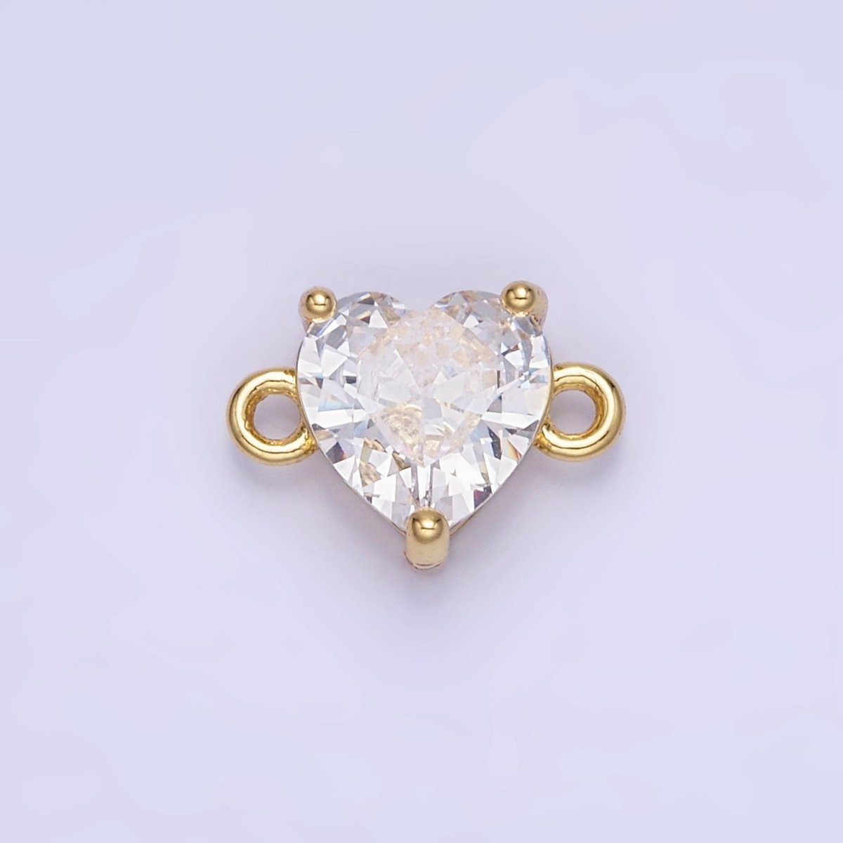 14K Gold Filled 9mm  CZ Cubic Zirconia Heart Connector | G324