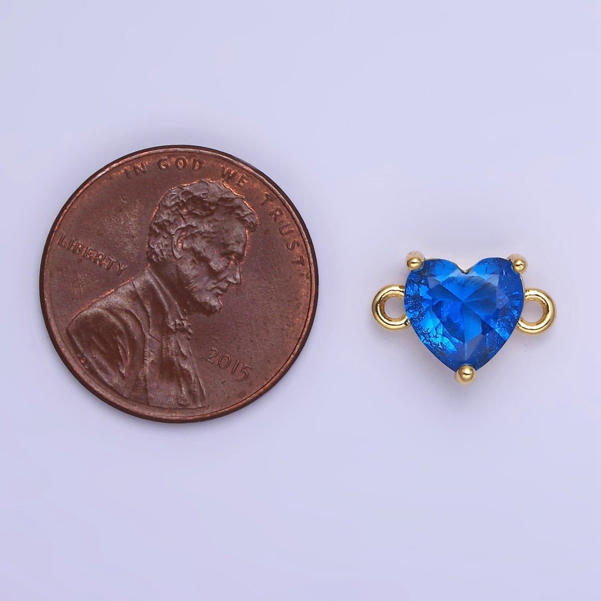 14K Gold Filled 9mm  CZ Cubic Zirconia Heart Connector | G324
