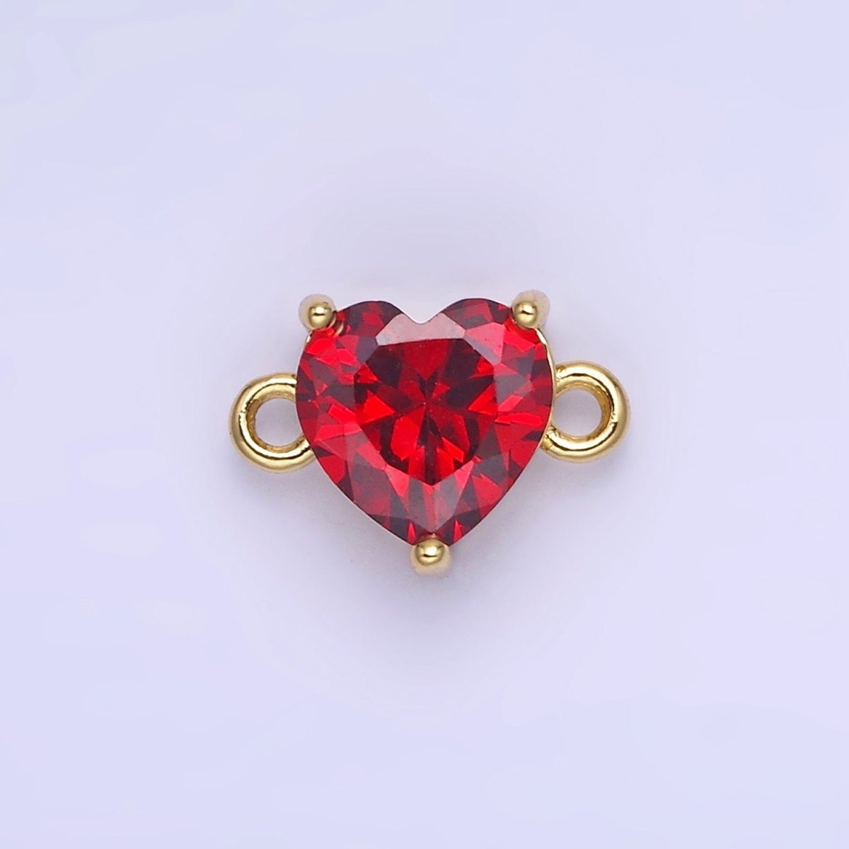 14K Gold Filled 9mm  CZ Cubic Zirconia Heart Connector | G324