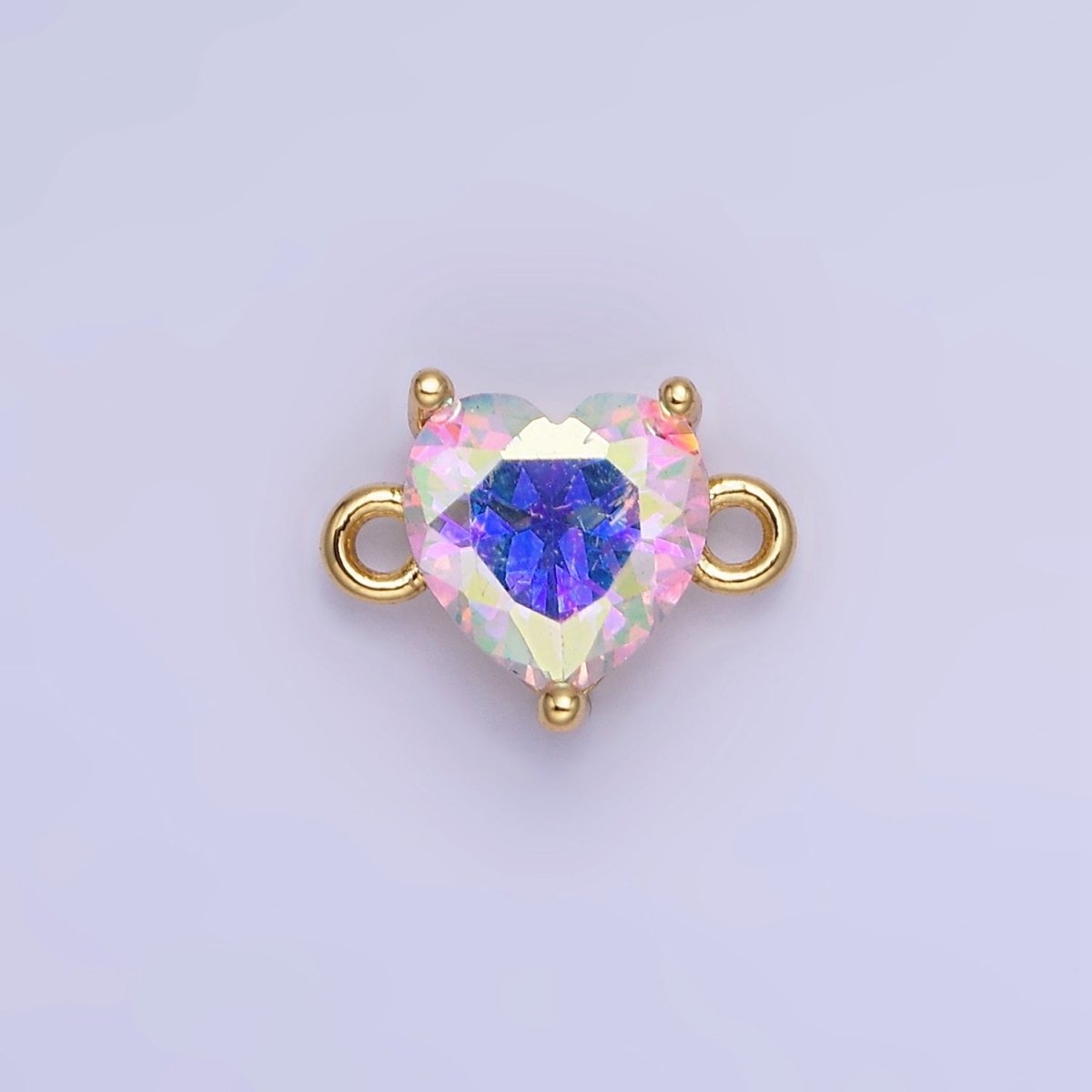 14K Gold Filled 9mm  CZ Cubic Zirconia Heart Connector | G324