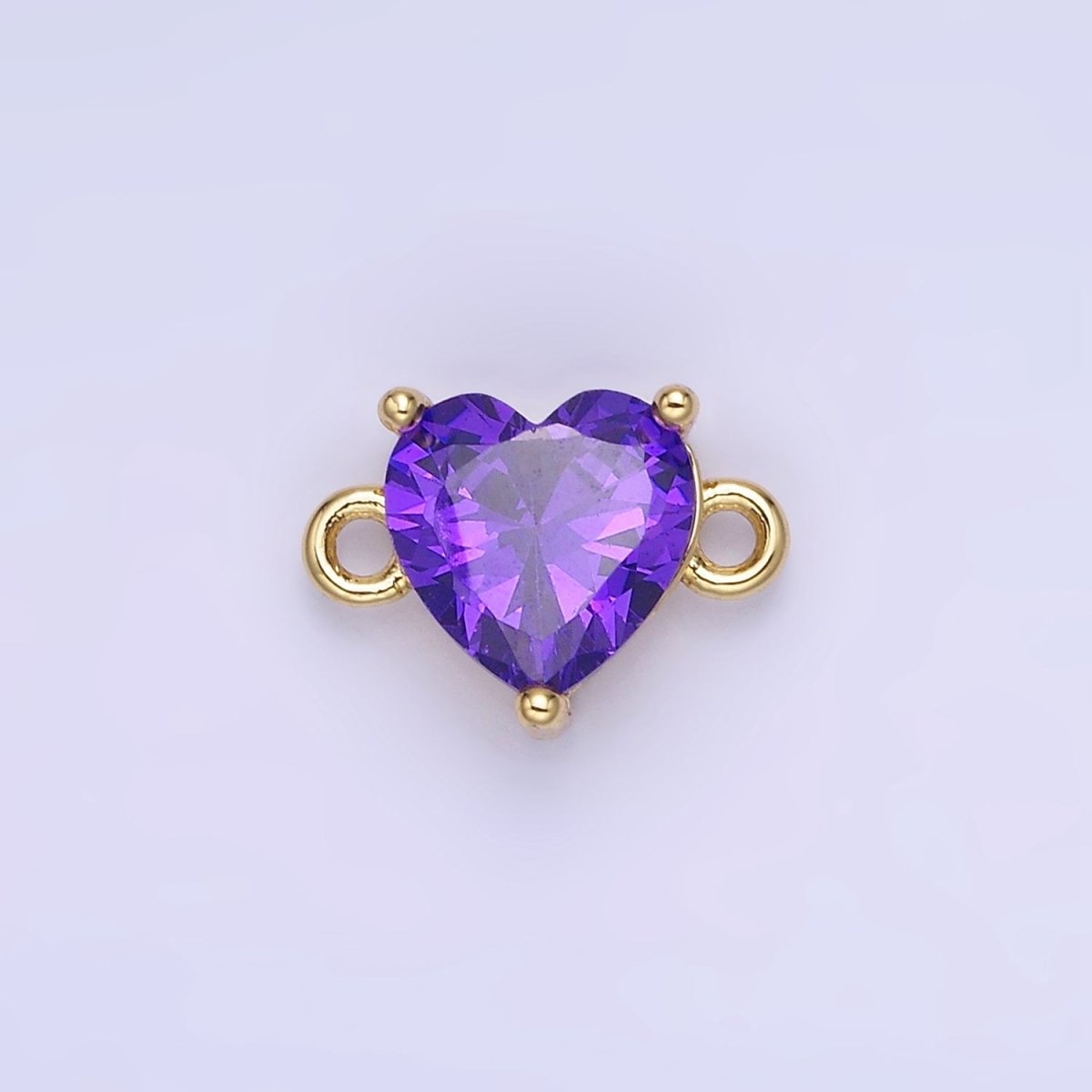 14K Gold Filled 9mm  CZ Cubic Zirconia Heart Connector | G324