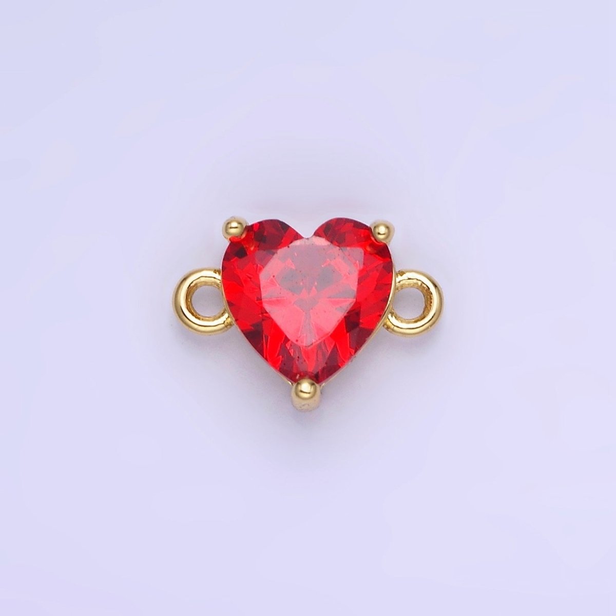 14K Gold Filled 9mm  CZ Cubic Zirconia Heart Connector | G324
