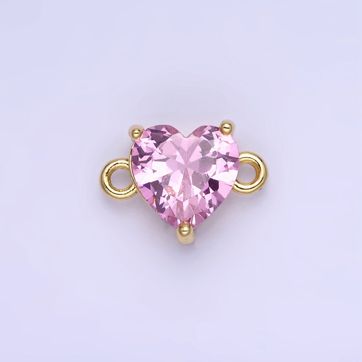 14K Gold Filled 9mm  CZ Cubic Zirconia Heart Connector | G324