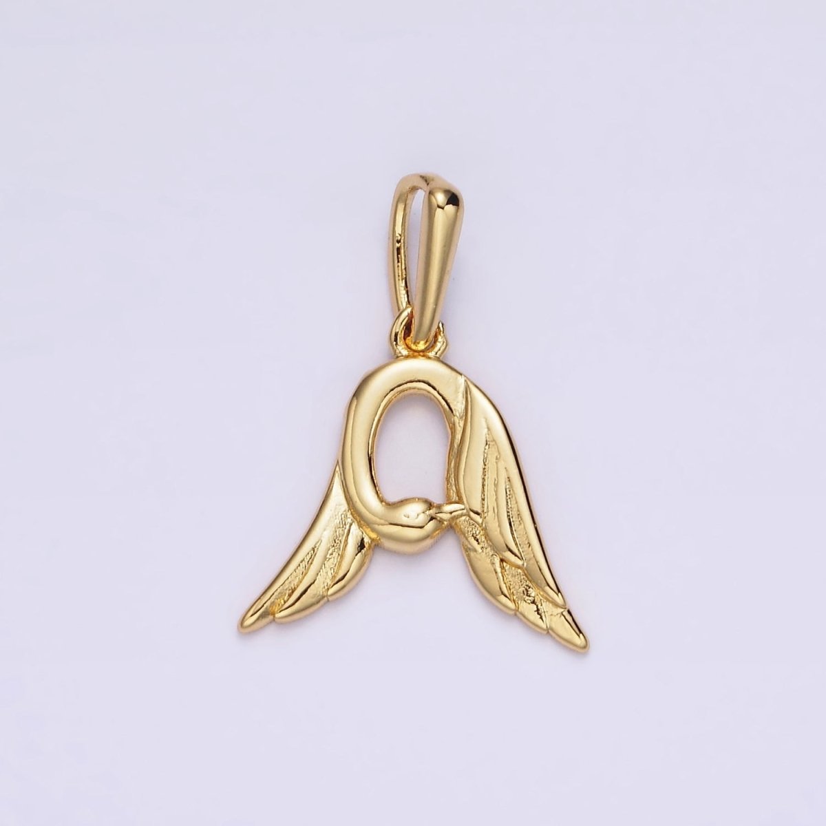14K Gold Filled A-Z Initial Letter Angel Wings Inspired Charm Personalized Alphabet Pendant | A-976-A-988