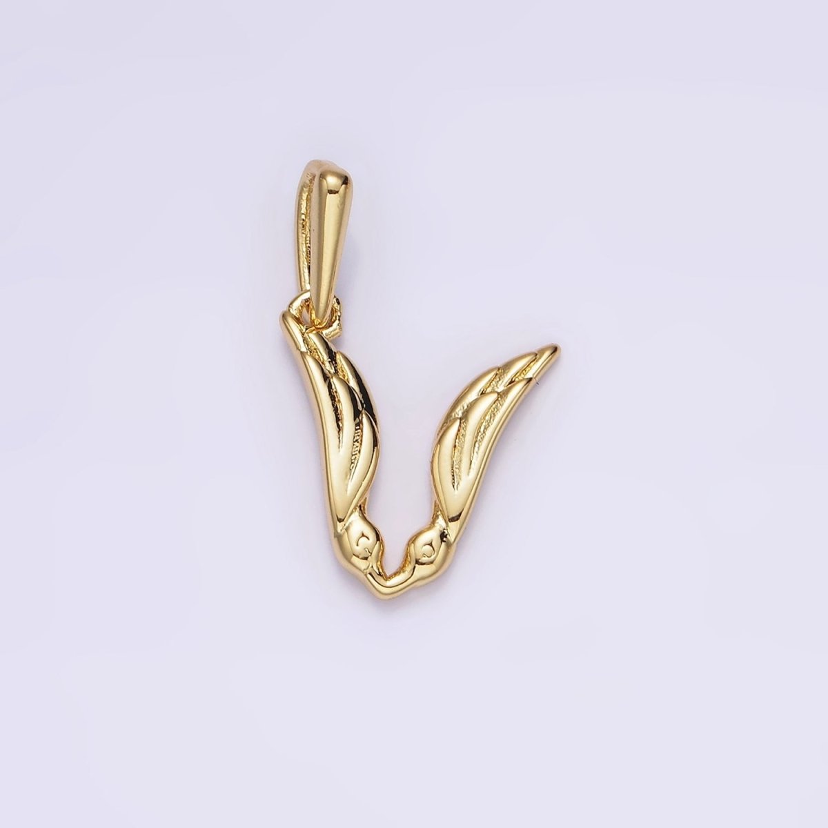 14K Gold Filled A-Z Initial Letter Angel Wings Inspired Charm Personalized Alphabet Pendant | A-976-A-988