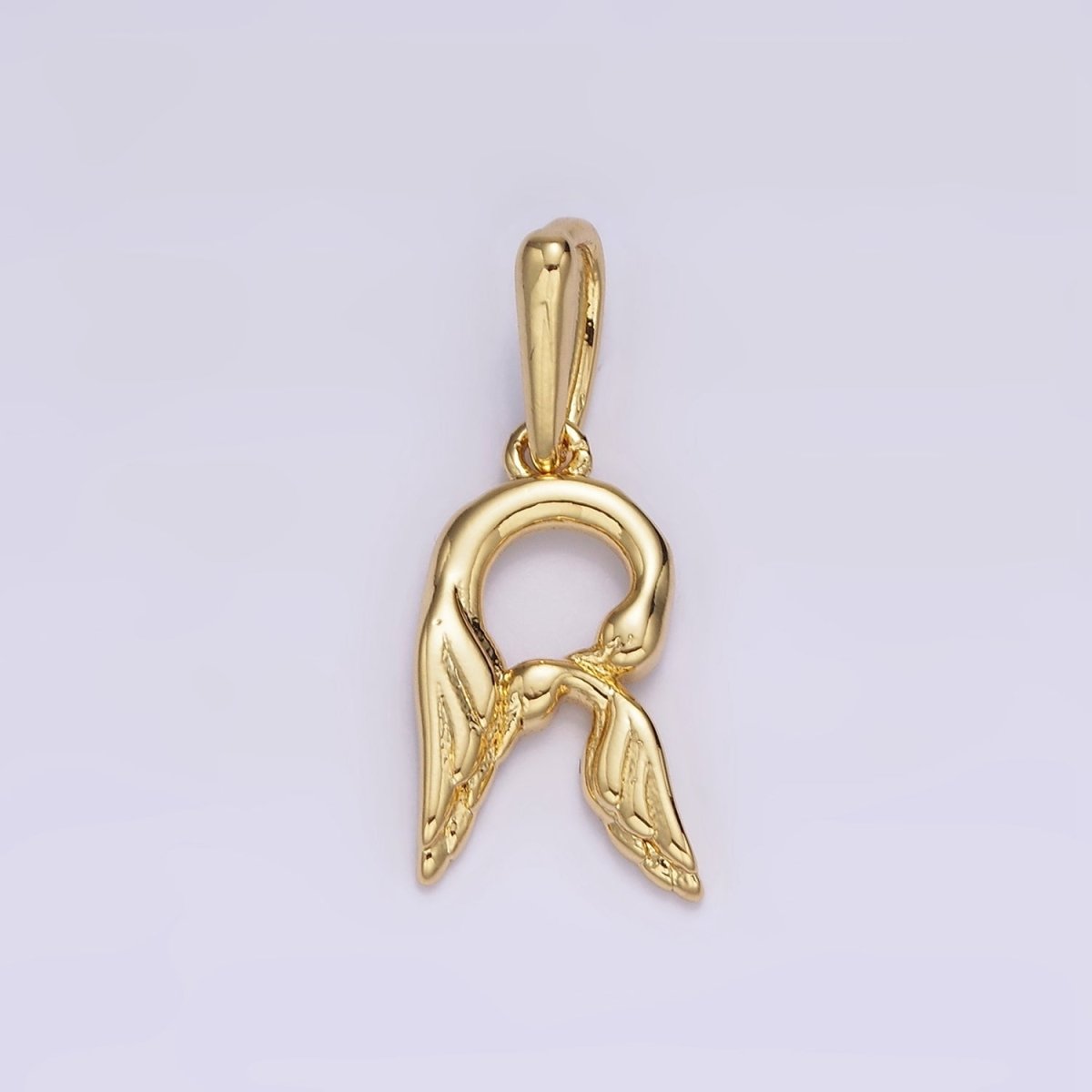 14K Gold Filled A-Z Initial Letter Angel Wings Inspired Charm Personalized Alphabet Pendant | A-976-A-988