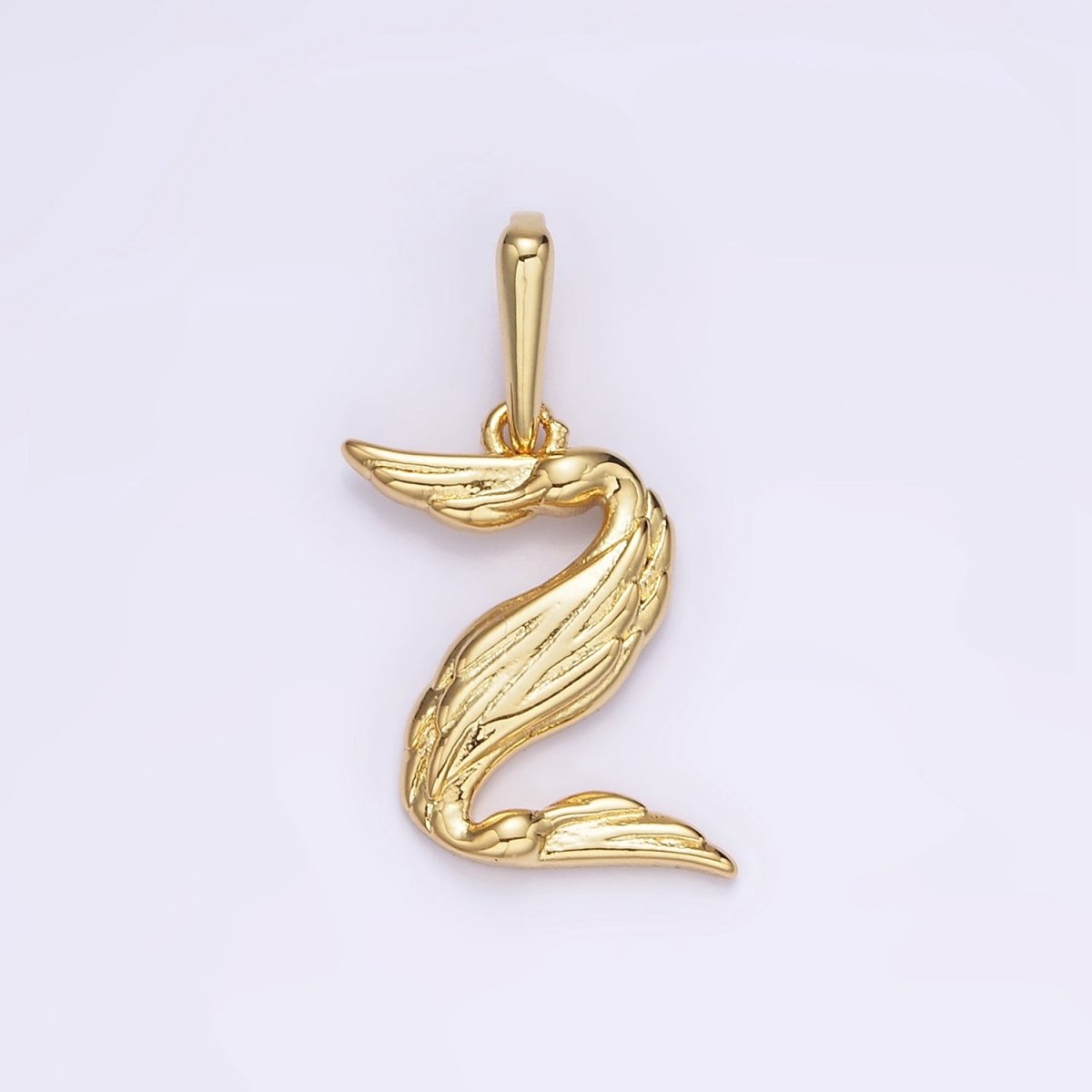14K Gold Filled A-Z Initial Letter Angel Wings Inspired Charm Personalized Alphabet Pendant | A-976-A-988
