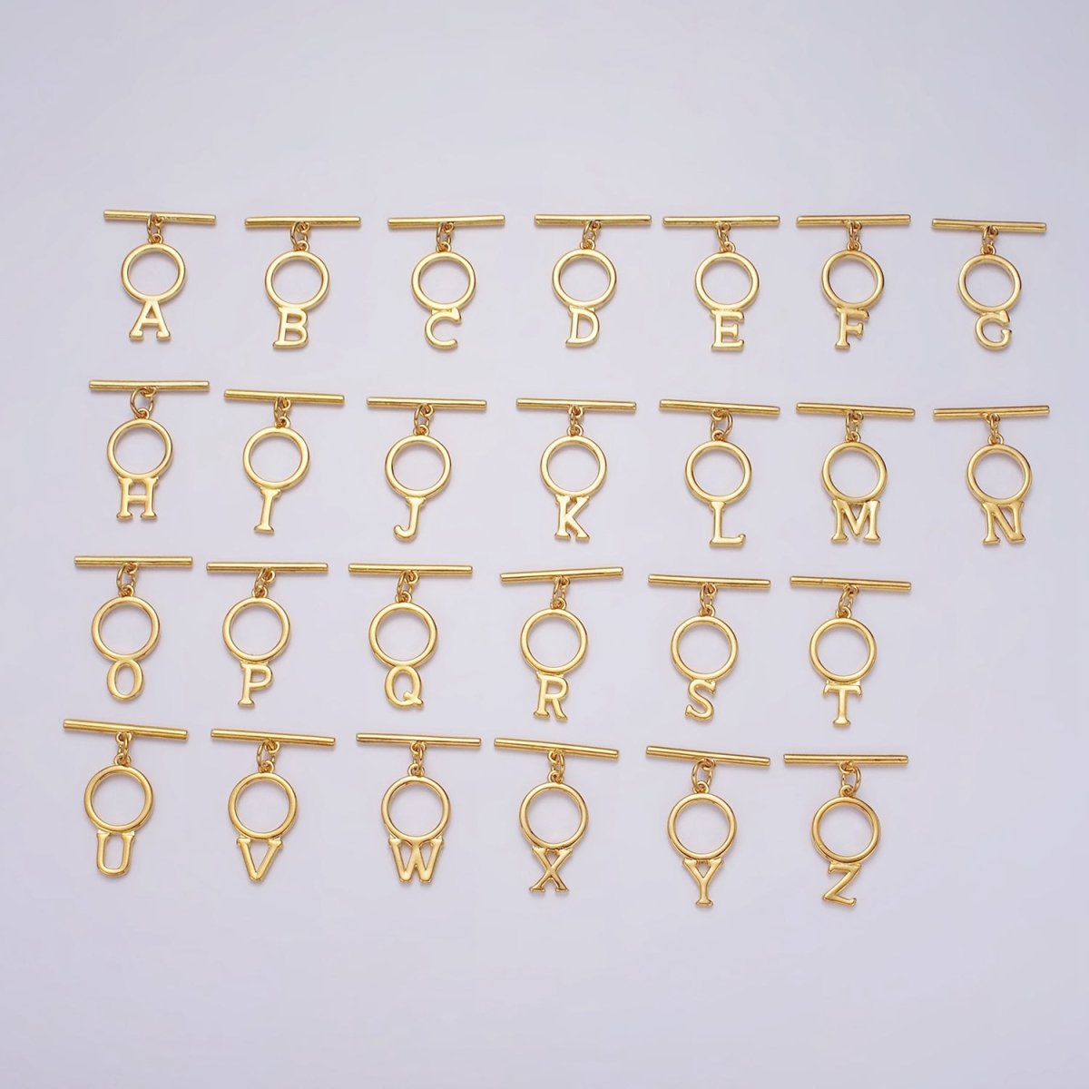 24K Gold Filled Toggle Clasps A-Z Letter Initial Minimalist Closure Findings | A1093 - A1105