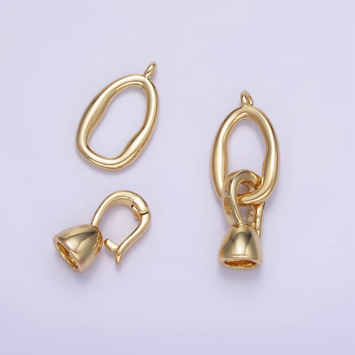14K Gold Filled Abstract Oblong Snap Latch Findings Set | Z784
