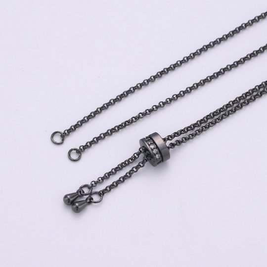 14k Gold Filled Adjustable Bracelet Half finished Chain Bracelet rubber stopper Silver Rolo Chain Wholesale 1pc K-843 K-844