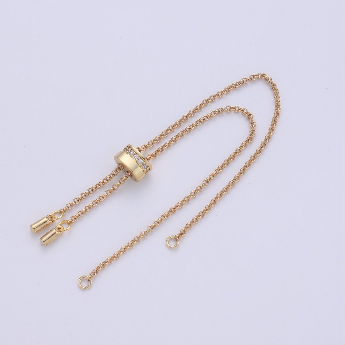 14k Gold Filled Adjustable Bracelet Half finished Chain Bracelet rubber stopper Silver Rolo Chain Wholesale 1pc K-843 K-844