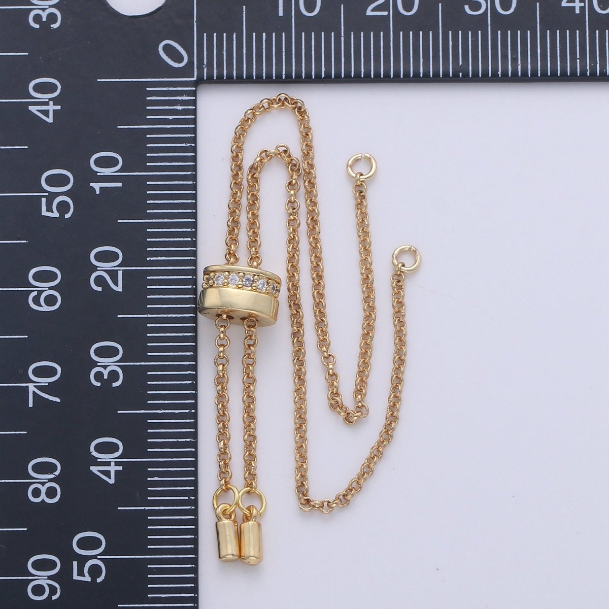 14k Gold Filled Adjustable Bracelet Half finished Chain Bracelet rubber stopper Silver Rolo Chain Wholesale 1pc K-843 K-844