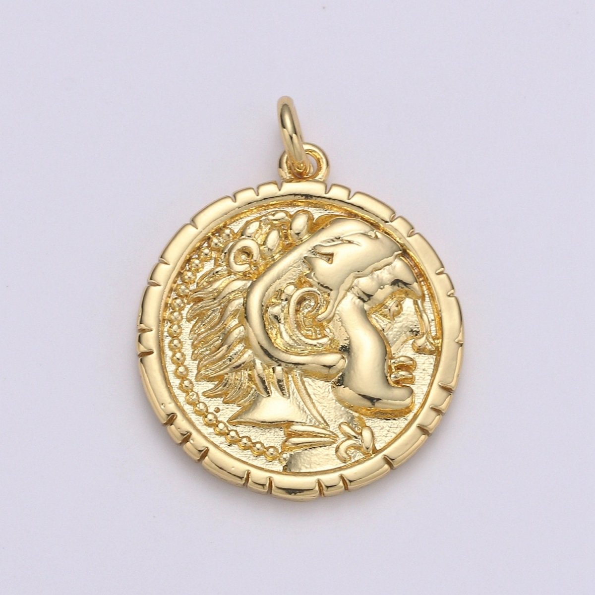 14k Gold Filled Alexander the Great Greek Warrior Coin Medallion, Ancient Gold Coin Pendant, Jewelry DIY, Necklace Pendant, Wristlet Charm D-149 - DLUXCA