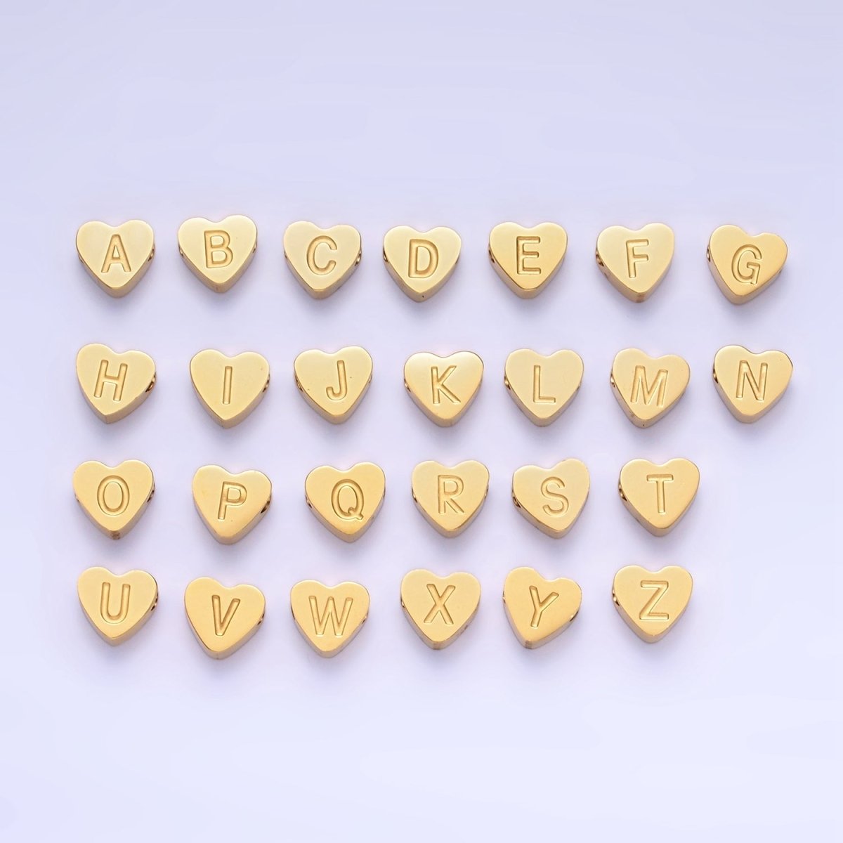 14K Gold Filled Alphabet Letter Engraved Heart Bead | A-A1552-A-A1564