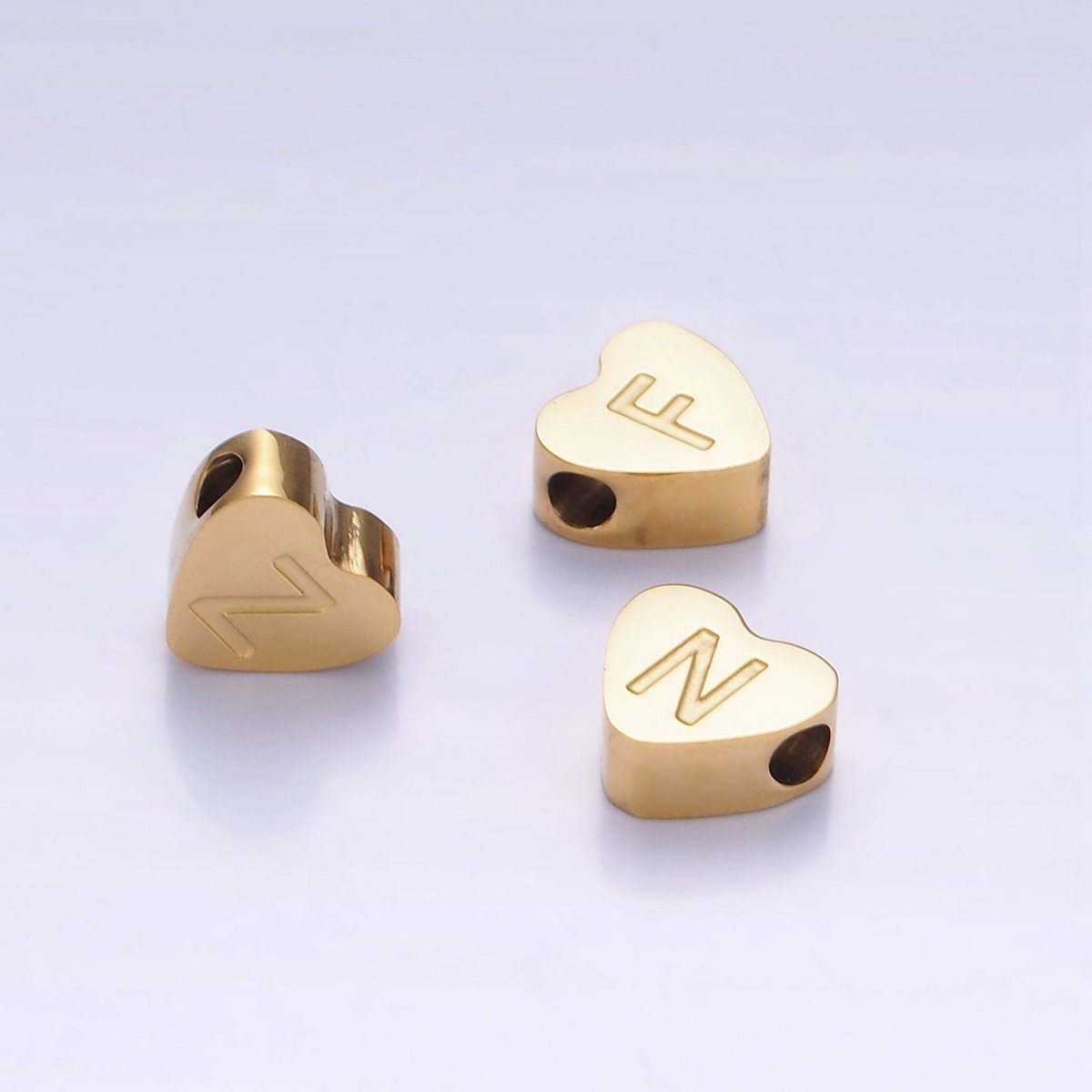 14K Gold Filled Alphabet Letter Engraved Heart Bead | A-A1552-A-A1564